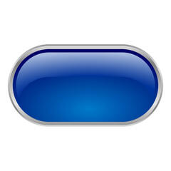 3D blue rounded rectangle short button png UI asset vector template
