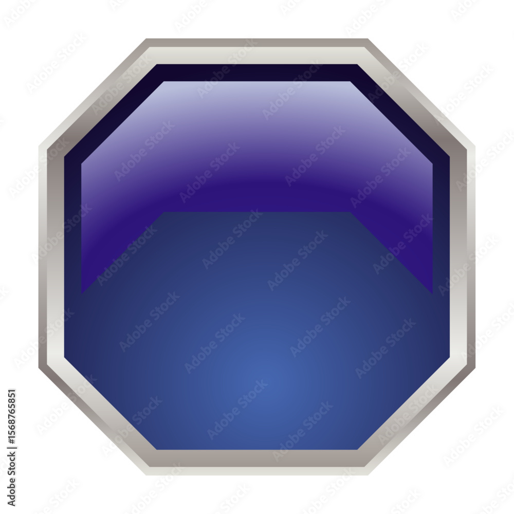 Aufkleber blue octagonal 3d button template vector png ui asset image
