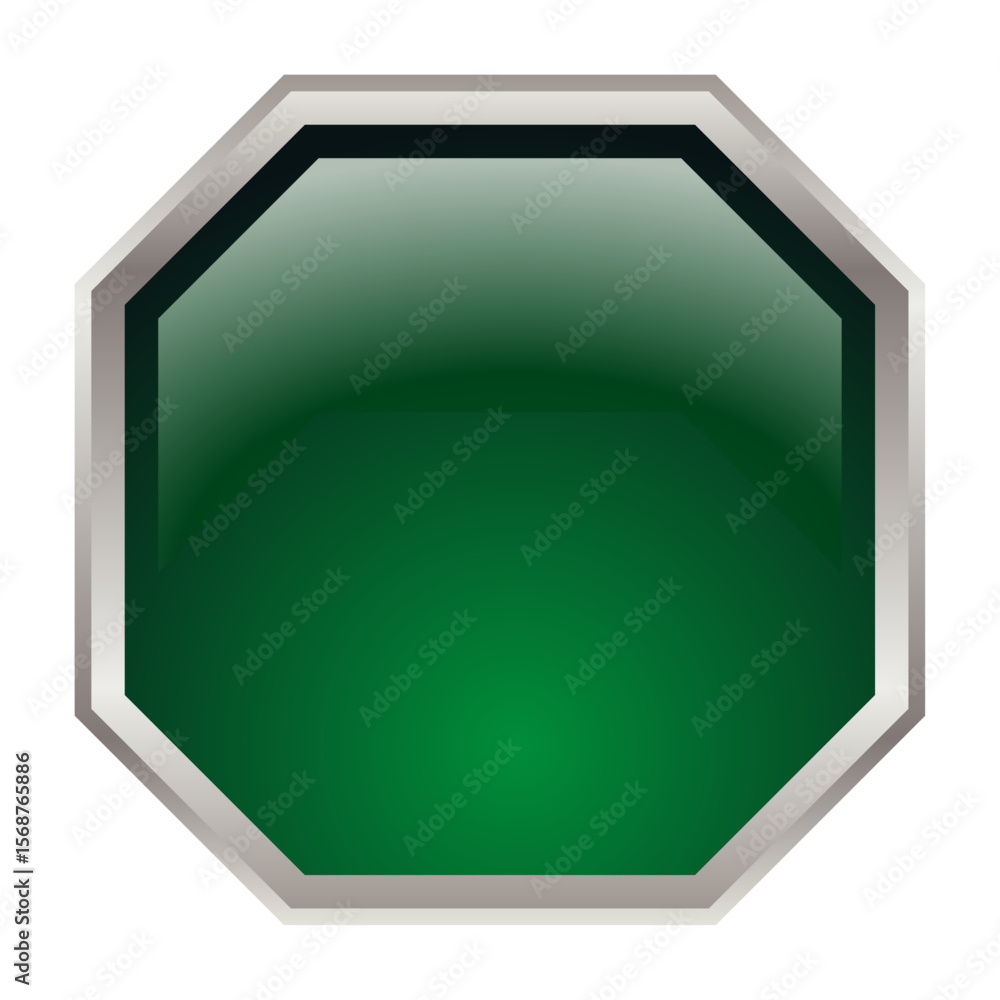 Aufkleber green octagonal 3d button template vector png ui asset image