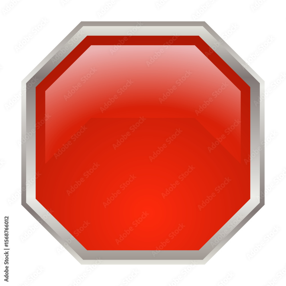 Aufkleber red octagonal 3d button template vector png ui asset image