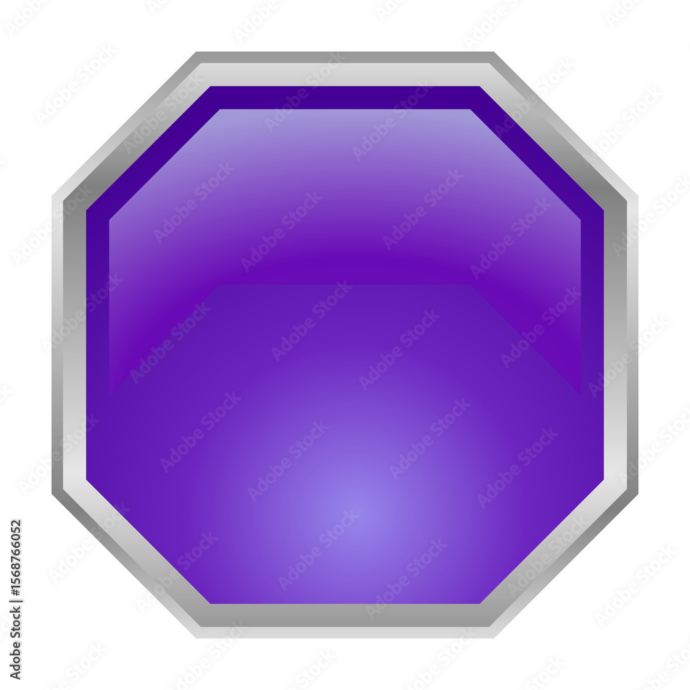 Aufkleber purple octagonal 3d button template vector png ui asset image