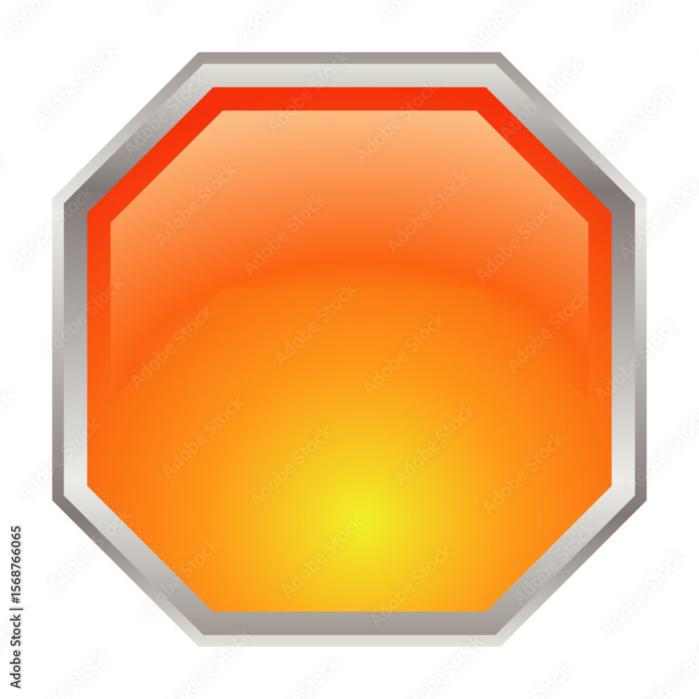 Aufkleber yellow octagonal 3d button template vector png ui asset image