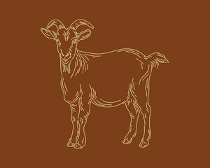 Goat lamb outline illustration clip art vector animal element isolated editable