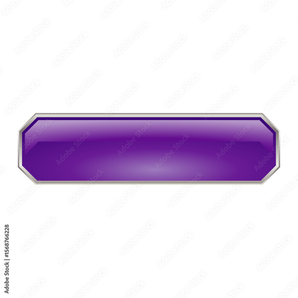 Aufkleber 3d purple chamfered rectangle long button ui asset vector template png image