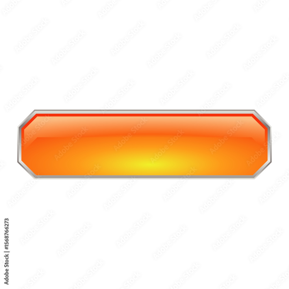 Aufkleber 3d yellow chamfered rectangle long button ui asset vector template png image