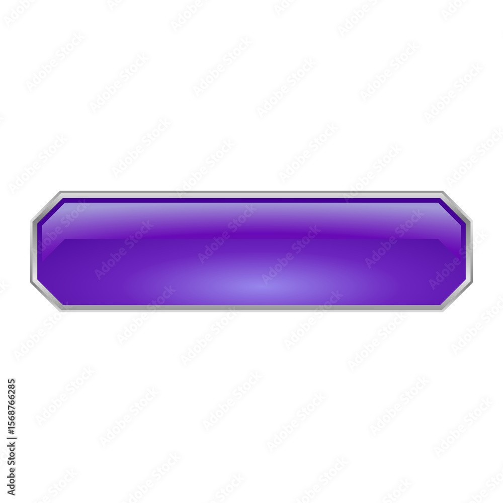 Aufkleber 3d purple chamfered rectangle long button ui asset vector template png image