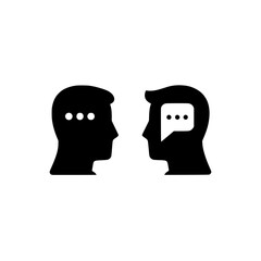 Icon of two human faces facing each other, representing communication or dialogue