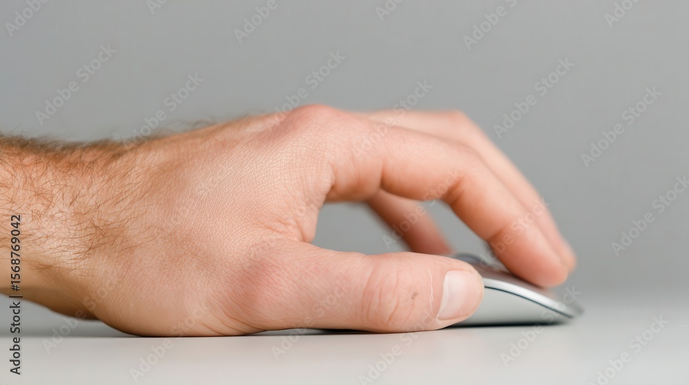 Poster hand using a computer mouse.