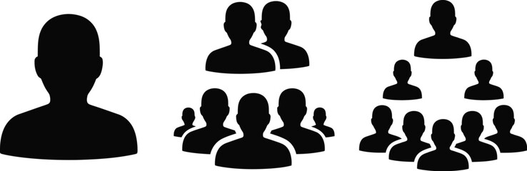 Illustration of people icons showing different group configurations