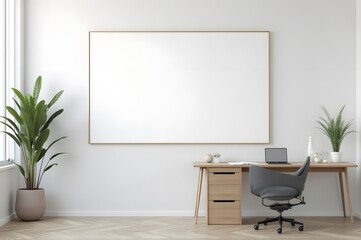 Blank Whiteboard in Modern Office Interior