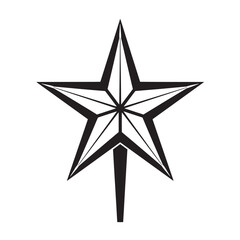 Black and white nautical star vector illustration in vintage art style