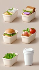 Office workers enjoy healthy meals arranged in standard lunchboxes featu diverse foods, perfect for a balanced diet while working, thanks to Leeyongjay's vision.
