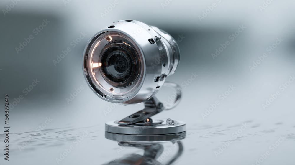 Aufkleber futuristic robotic camera for an anomaly detection system. high tech surveillance technology on meta