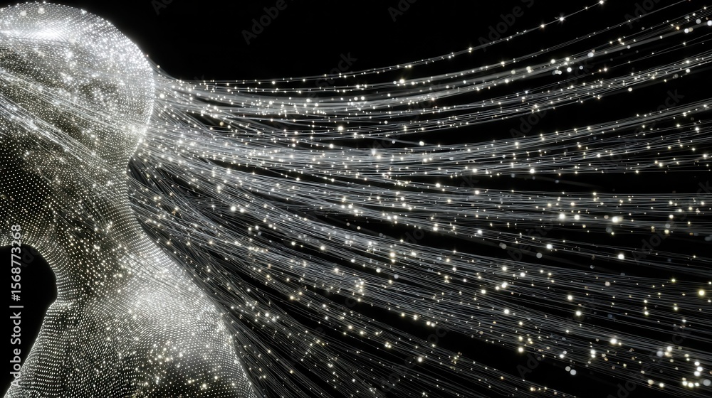 Poster digital form with luminous strands.