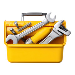 Yellow toolbox holding essential tools for housekeepers ensuring routine maintenance. kit offering preparedness for various repair job needs and project work requiring mechanical skill