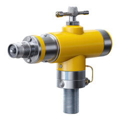 Industrial yellow valve, precise nozzle mechanism for efficient spray control. Durable metal equipment for fluid