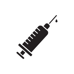 Injection Syringe Needle, Medical Tool Solid Flat Vector Icon Isolated on White Background.
