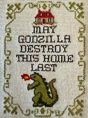 Funny Kitchen Towel — ‘May Godzilla Destroy This Home Last