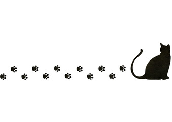 肉球　足跡　猫　水彩　イラスト