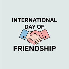 Simple handshake icon with bold text, flat modern design for international day of friendship celebration, equality concept vector  
