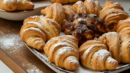 croissant on a wooden table