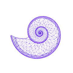 Obraz premium Abstract seashell spiral design, geometric art, lines, and triangles a purple outline, conceptual illustration d 1 (1081)-Photoroom.png