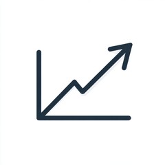 Simple line graph illustrating upward trend, positive growth, progress, and development. Dark blue lines on white background. Minimalist and clean design.