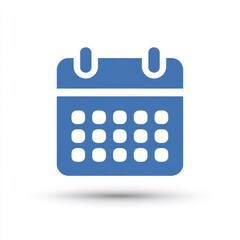 Simple blue calendar icon on white background. Clean, minimalist design.  Suitable for website or app interface.