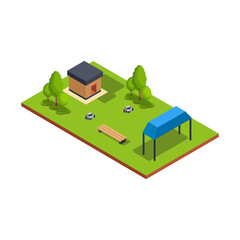 Small Park with Shelter and Bench