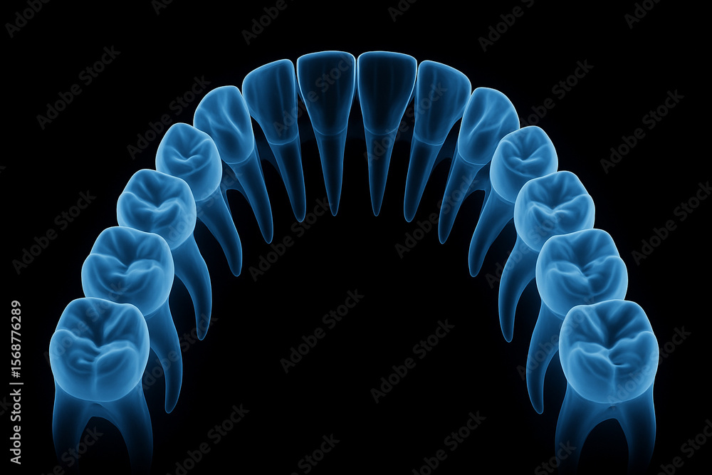 Aufkleber ai generated digital rendering of human upper teeth in a u shaped curve viewed from above with trans