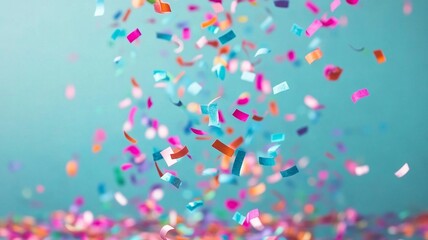 Obraz premium Colorful Falling Confetti Background for Party Invitation, Holiday Poster, Banner, Web Design, Celebration Decoration