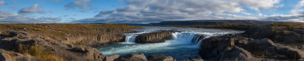Obraz premium Waterfall adventure iceland hdr 360 degrees scenic