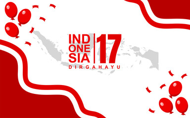 This indonesian independence day image shows balloons and a map.