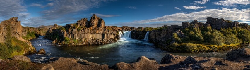 Majestic waterfall iceland hdr 360 degrees