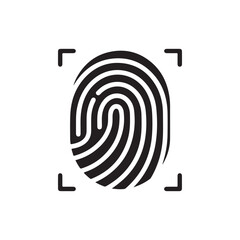 Fingerprint, Human Finger Print, Thumbprint Solid Flat Vector Icon Isolated on White Background.
