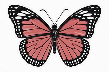 Beautiful monarch butterfly with pink wings and black and white spots