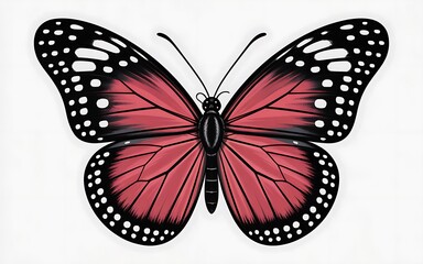 Fototapeta premium Detailed illustration of a monarch butterfly with vibrant red wings and black markings