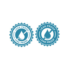 Leak-proof logo with a drop in a prohibited sign, ideal for spill-free containers and products.