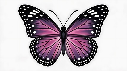Obraz premium Beautiful pink and black butterfly with white spots isolated on white background
