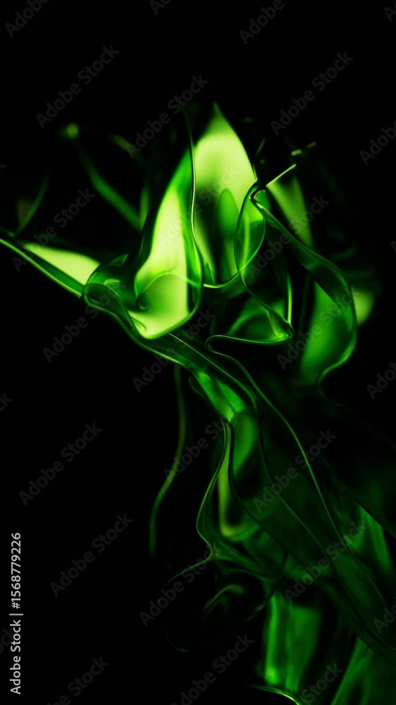 Poster flowing transparent green multilayer cloth background, 3d rendering.