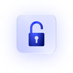 Glassmorphism Icon Unlocked Padlock Icon Padlock Open Soft Shadow Glassmorphic Unlock Icon Open Lock Unlocked Padlock Security Icon Access Icon Privacy Icon Login Icon