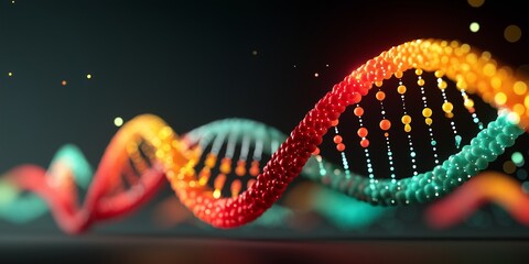 Gene Editing concept. Colorful abstract representation of DNA strands.