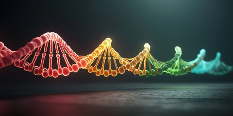 Gene Editing concept. Colorful representation of DNA strands in a creative design.