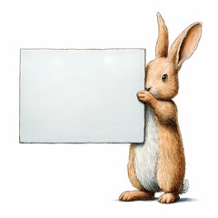 Obraz premium rabbit with blank sign