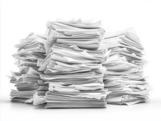 Chaotic Stack of White Documents on Desk