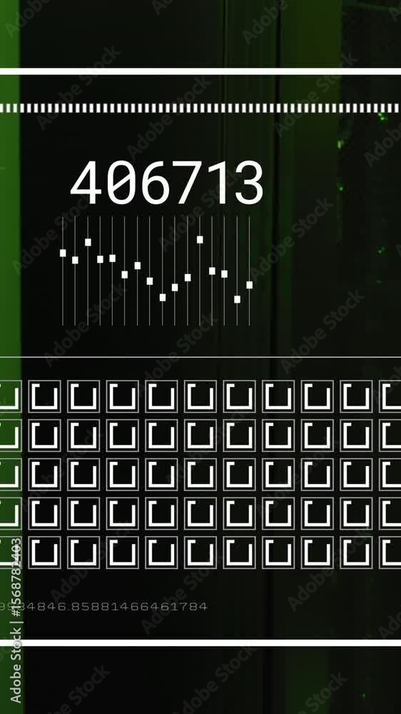 Poster animation of numbers and data processing over computer servers