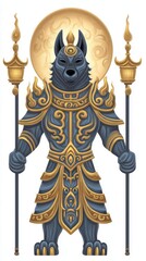 Majestic Wolf Deity in Ornate Armor Pixel Art