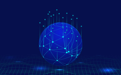 Futuristic digital globe network connection technology background