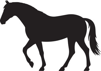Black Silhouette Vector Illustration of a Horse Walking Side Profile Traced Graphic Design Element