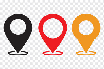 Location icon sign set. Map marker, location pin, map pin icon. location vector icon. Pin on the map. Vector Illustration  Isolated On a white background. Eps 10